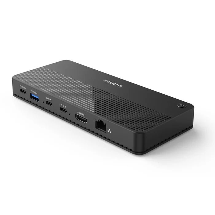 Storage UNITEK USB-C 4K KVM Docking Station, 100W PD, 4K@60Hz HDMI, 10Gbps Data Transfer, Gigabit Ethernet, SD/MicroSD Reader, One-Button Switch for 2 Computers