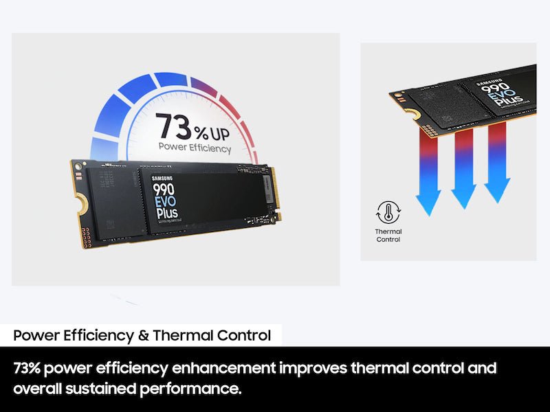 Storage Samsung 990 EVO Plus 2TB NVMe PCIe Gen 5.0 M.2 SSD - Up to 7,250 MB/s Read, 6,300 MB/s Write, Intelligent TurboWrite 2.0, HMB Technology