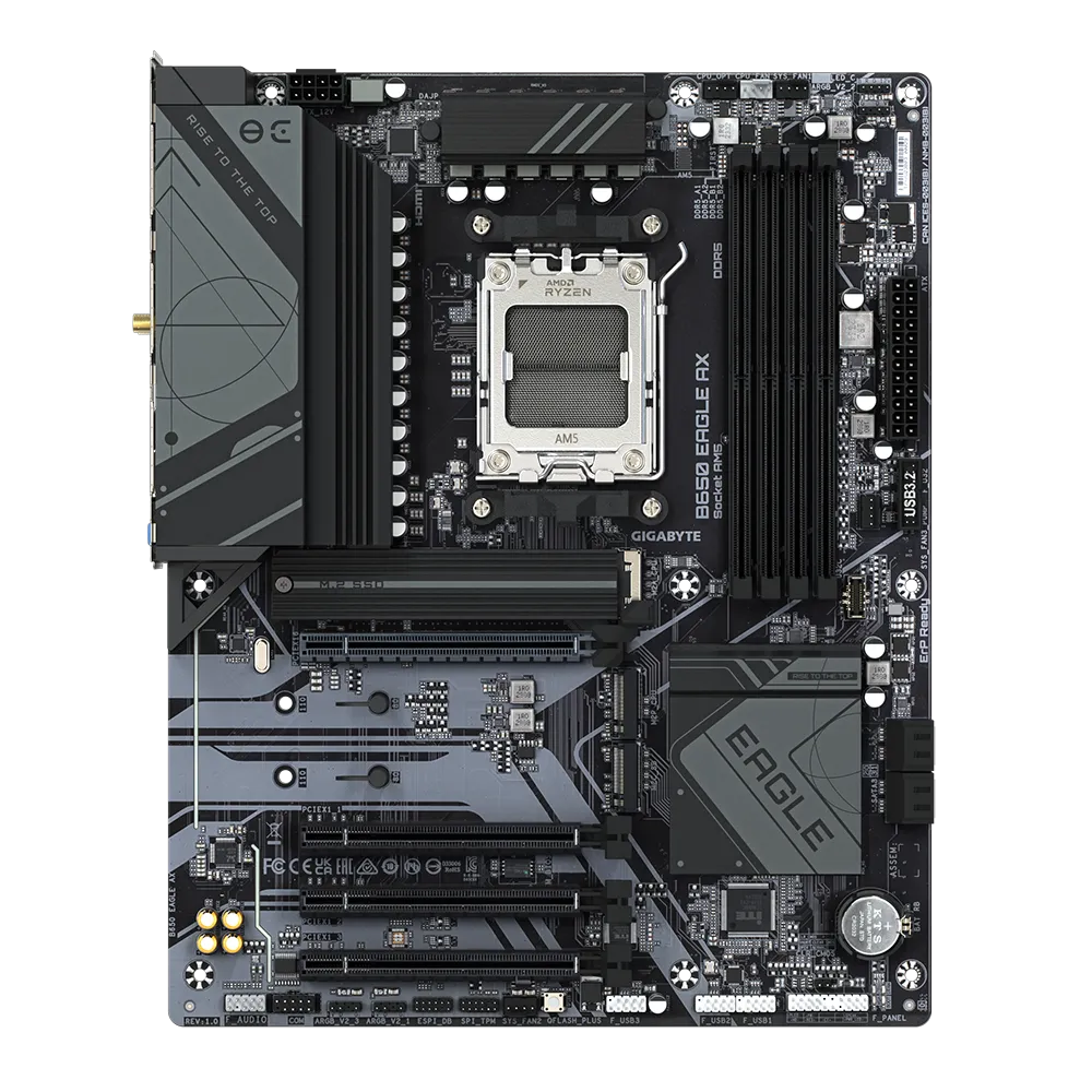 Motherboard GIGABYTE B650 EAGLE AX Motherboard - AM5, DDR5, PCIe 5.0, Wi-Fi 6E, 12+2+2 VRM, 3× M.2, USB 3.2 Gen2, Smart Fan 6, Q-Flash Plus, ATX