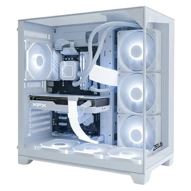 Case Zeus Z9 Pro Glass 4-Fan RGB Case (White)