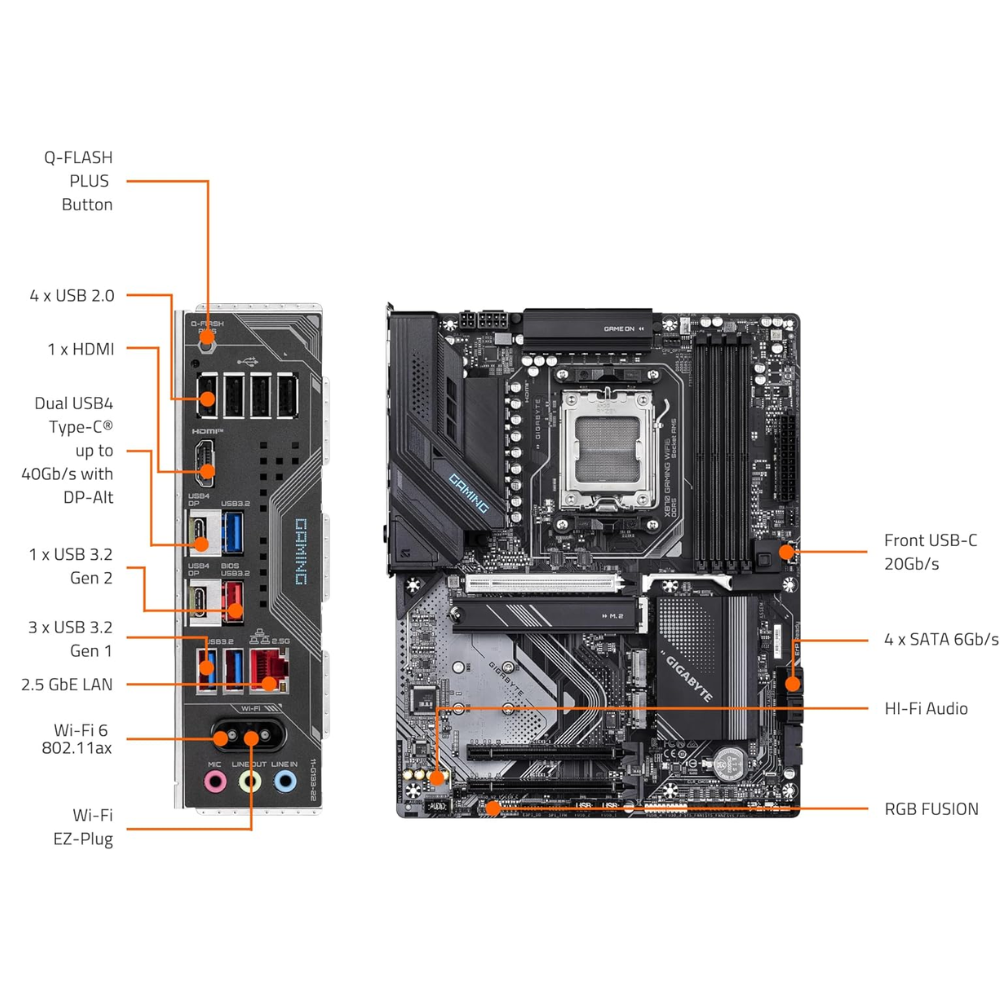 Motherboard GIGABYTE X870 GAMING X WIFI6 AM5 AMD-Motherboard