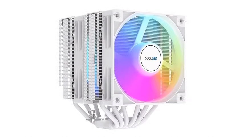 Motherboard COOLLEO Etian B60T Performance Version Dual Tower Dual Fan Six Heat Pipe Mirror Copper Bottom Support 1700/1851/AM4/AM5 — White