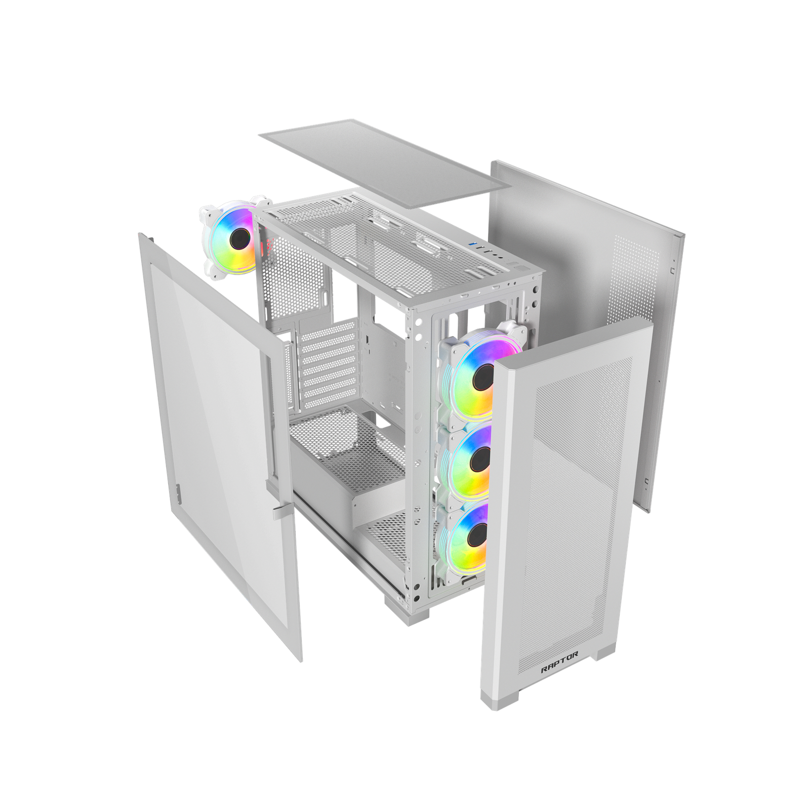 Case Raptor 290-XL ARCTIC HAWK RGB Mid Tower Case - White