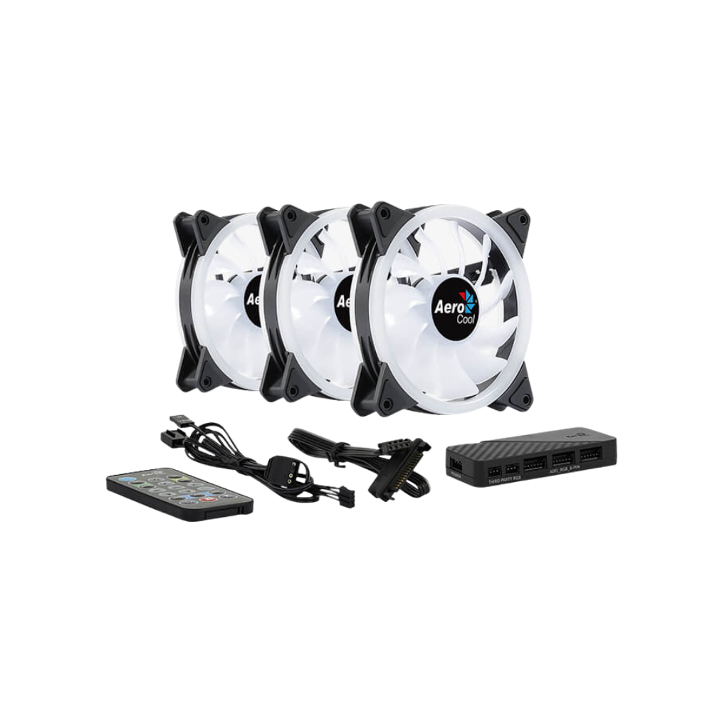 Cooler AEROCOOL FAN CASE DOU 12 PRO 3X120mm ARGB BLACK+ REMOTE CONTROL