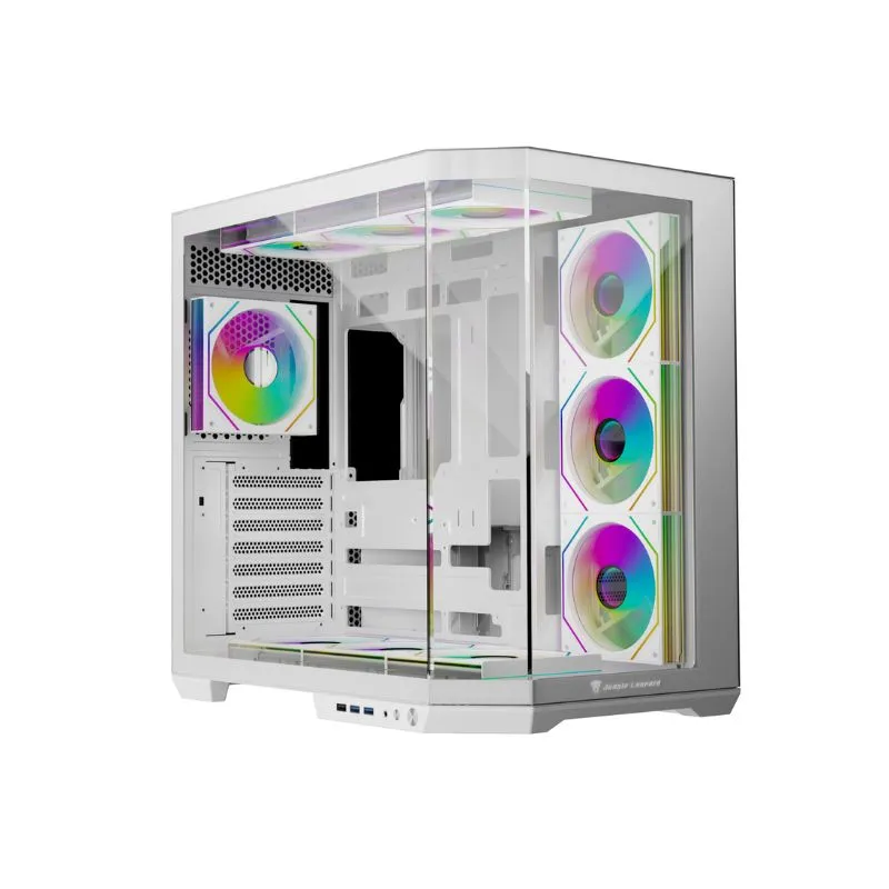 Case Jungle Leopard AS-01T Mid Tower ATX Gaming Case (4 Pre-Installed ARGB Fans) - White