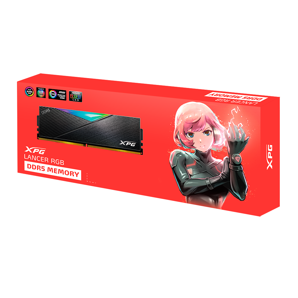 RAM XPG Lancer RGB DDR5 6400MHz 32GB CL32 UDIMM 288-Pins Desktop SDRAM DDR5 Single Channel RAM — Black