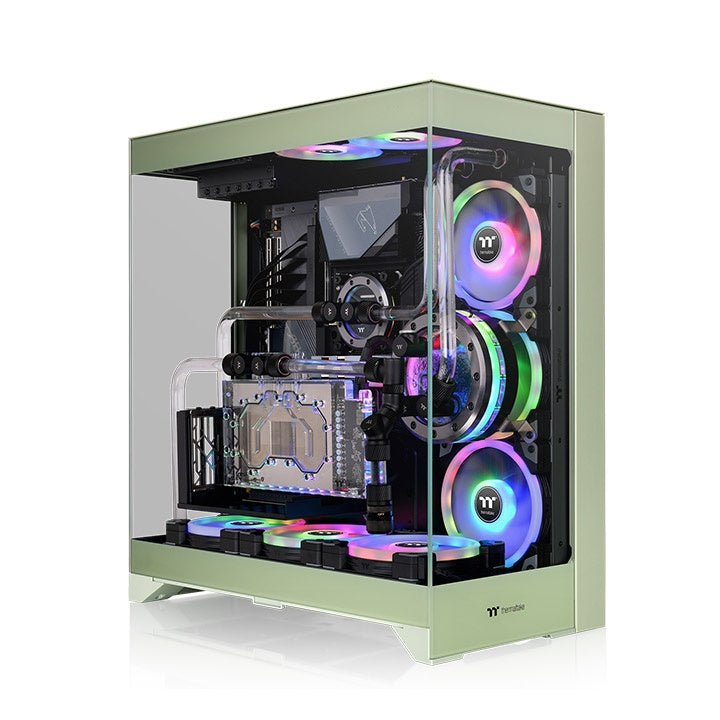 Case Thermaltake CTE E550 TG Mid Tower ATX Case; 3 Tempered Glass Panels; Hidden-Connector Motherboard Support; Three-Way VGA Installations; Dual Chamber Design — Matcha Green