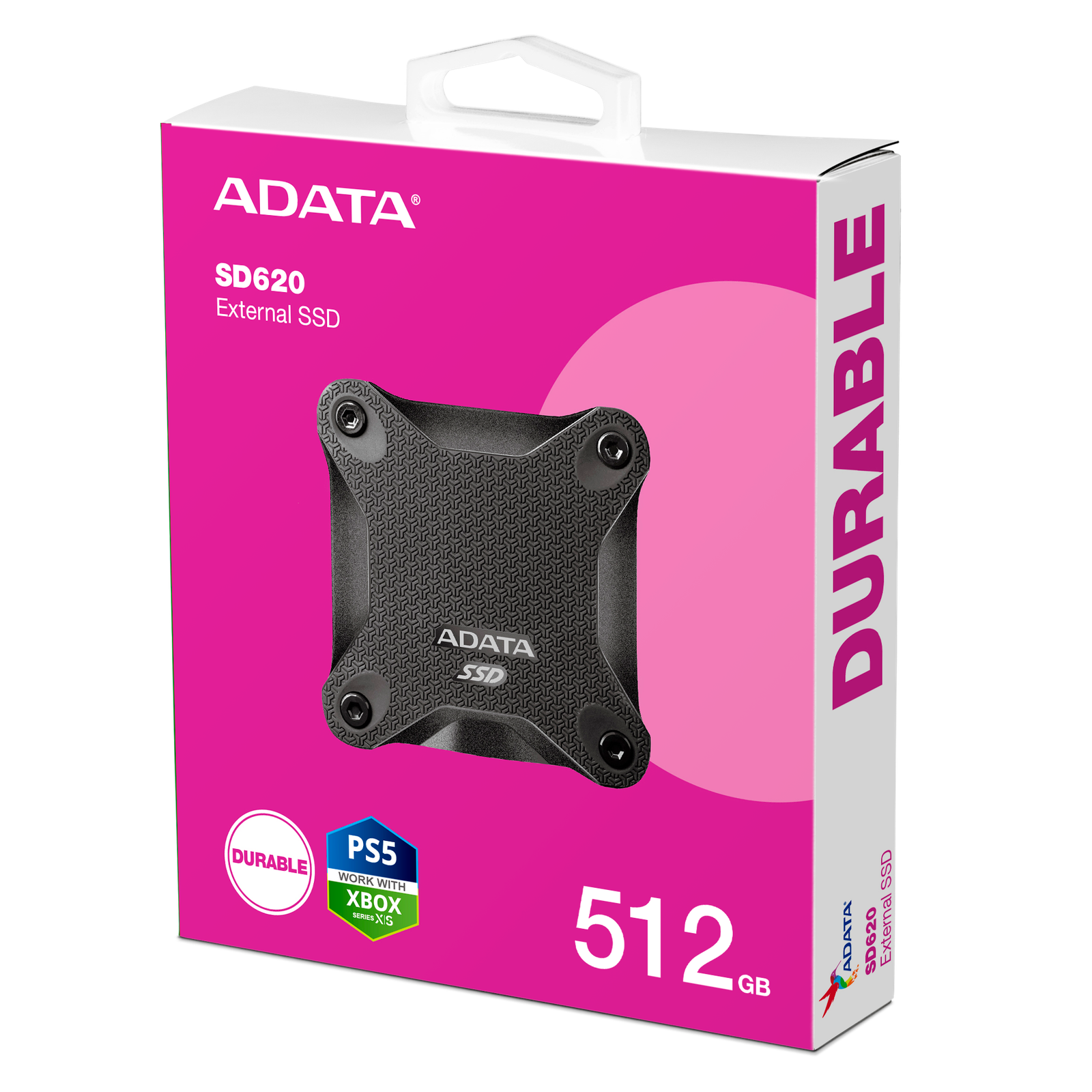Storage ADATA SD620 External SSD USB 3.2 Gen2 MIL-STD 1.22m Drop Rugged Design - 512GB — Black