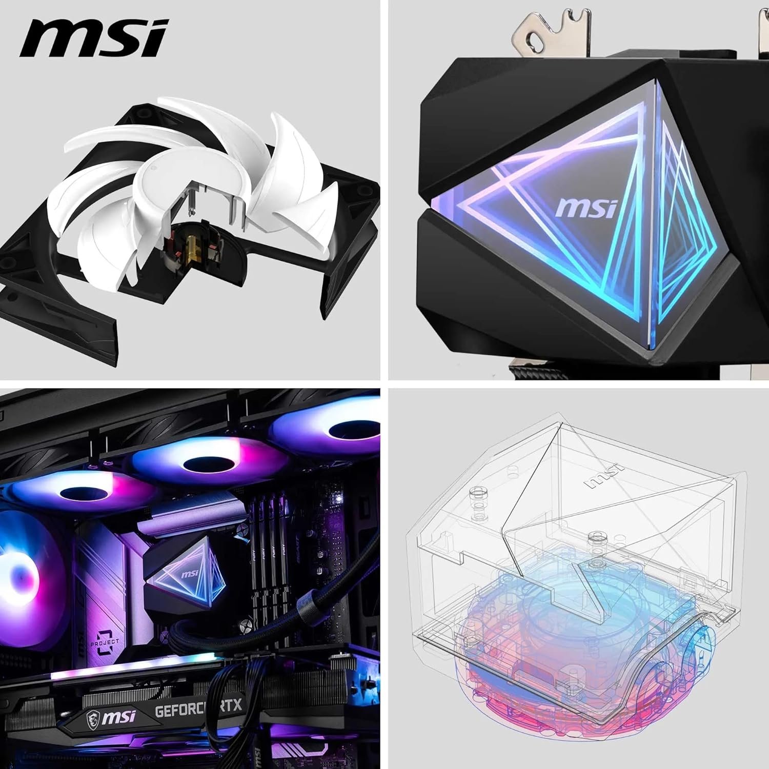 Cooler MSI MAG CORELIQUID I360 AIO CPU Liquid Cooler - Enlarged Copper Cold Plate, ARGB Blockhead & LDB Fans, Dual-Chamber Water Block, Split-Flow Radiator, Mystic Light Supported - Intel & AMD Compatible