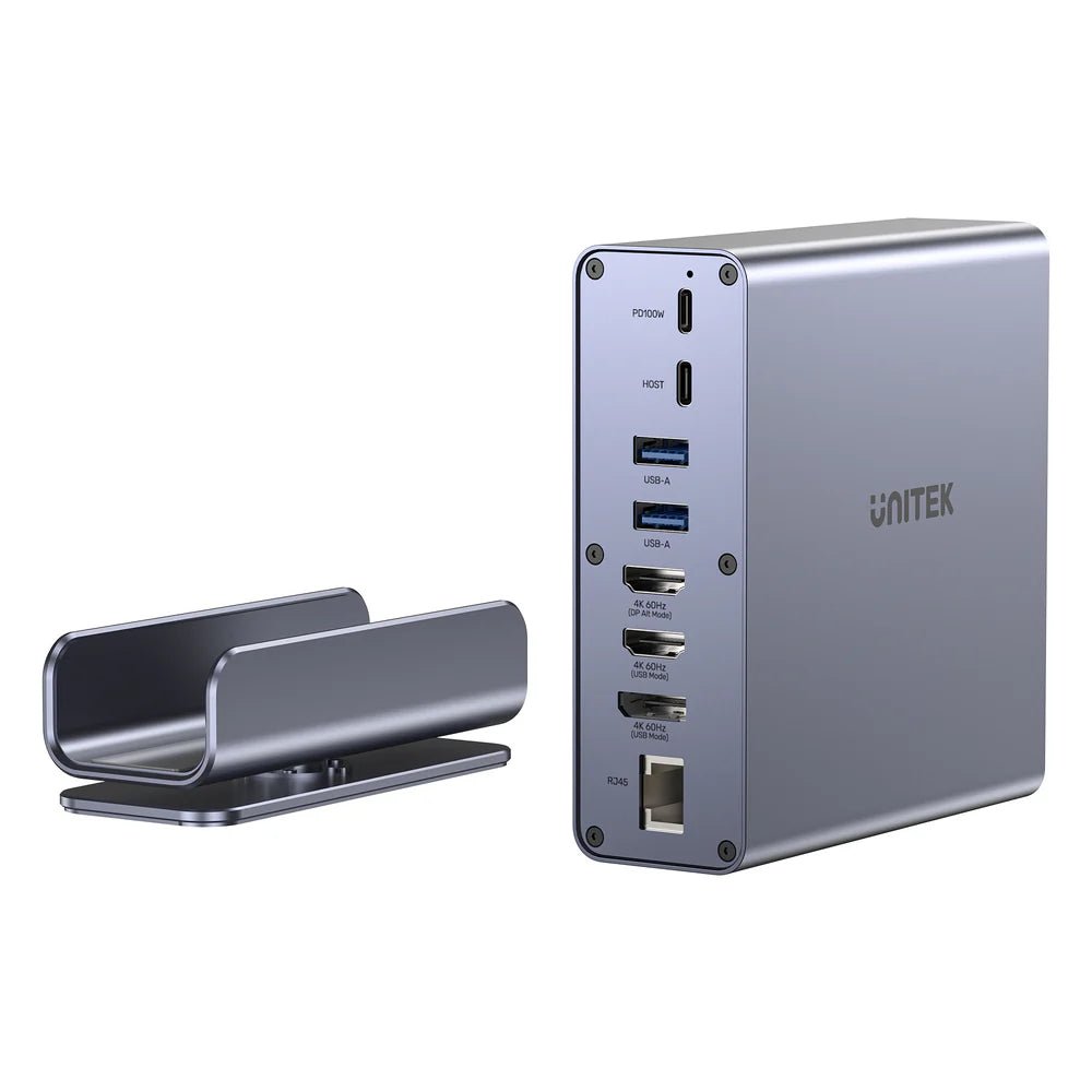 Storage UNITEK D1135A Universal DisplayLink Triple 4K Docking Station - 15-in-1 USB-C/USB-A Hub, 3x 4K@60Hz Displays, 100W PD, Gigabit Ethernet, SD/MicroSD, Audio Jack