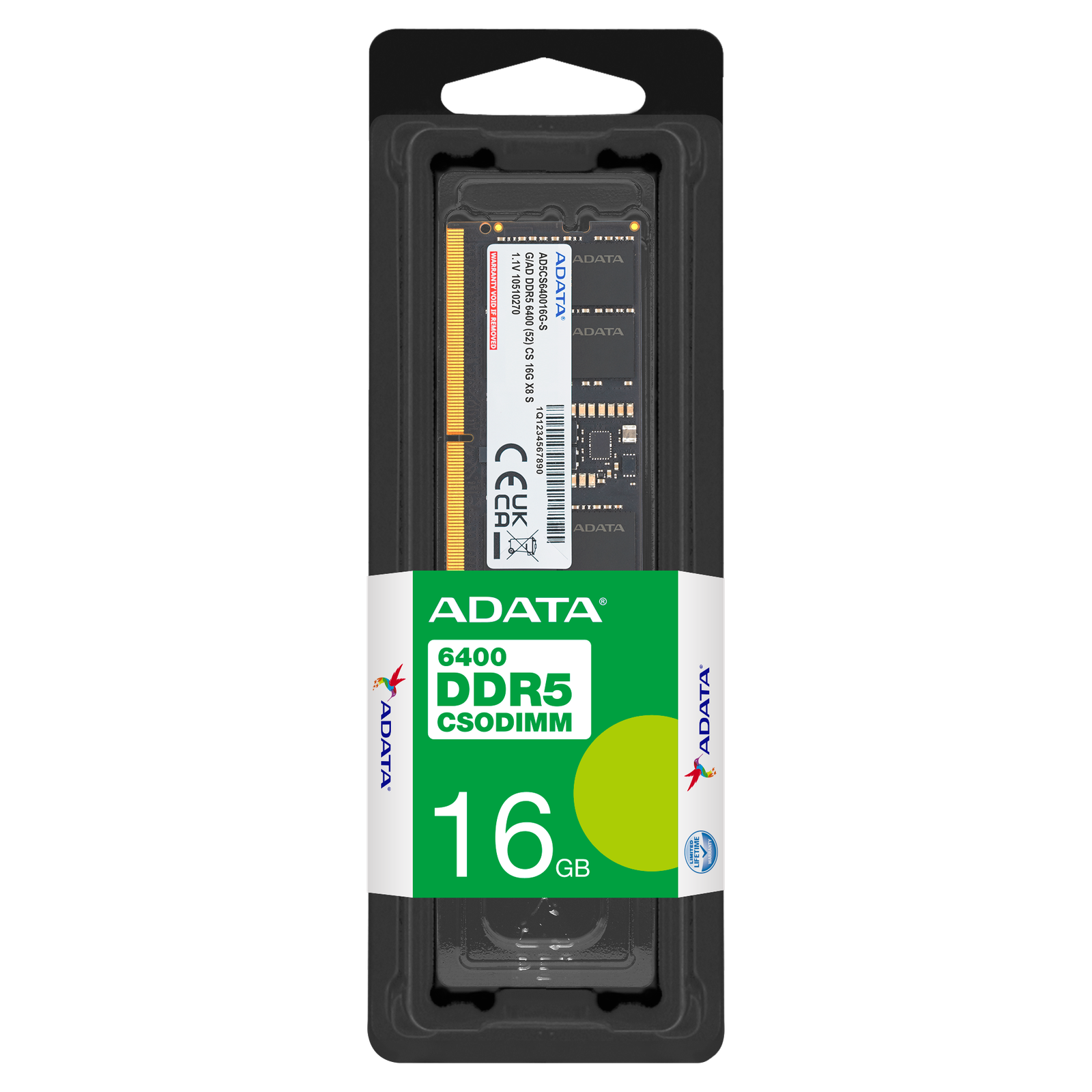 RAM ADATA DDR5 SO-DIMM Memory Module - 6400 MT/s, 1.1 V, Built-In PMIC & On-Die ECC, 16GB Laptop RAM
