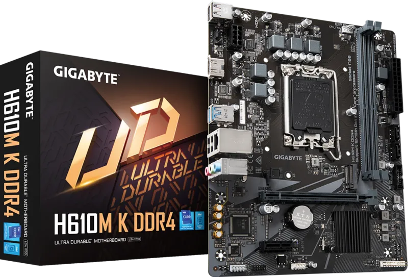 Motherboard GIGABYTE H610M-K DDR4 Motherboard - Intel H610 Chipset, LGA1700, DDR4 Support, PCIe 4.0, M.2 SSD, USB 3.2 Gen1, SATA 6Gb/s - Micro-ATX