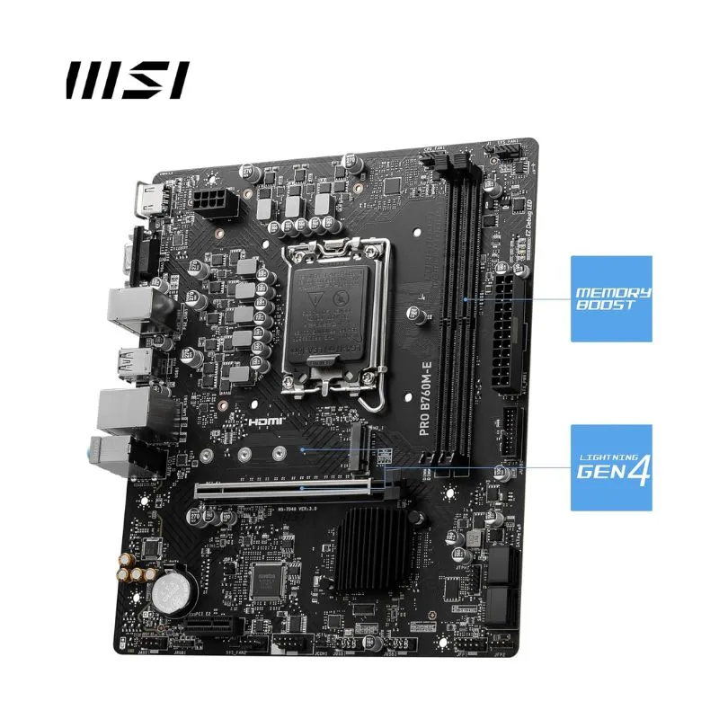 Motherboard MSI PRO B760M-E DDR5 Motherboard - Intel LGA 1700, B760, mATX