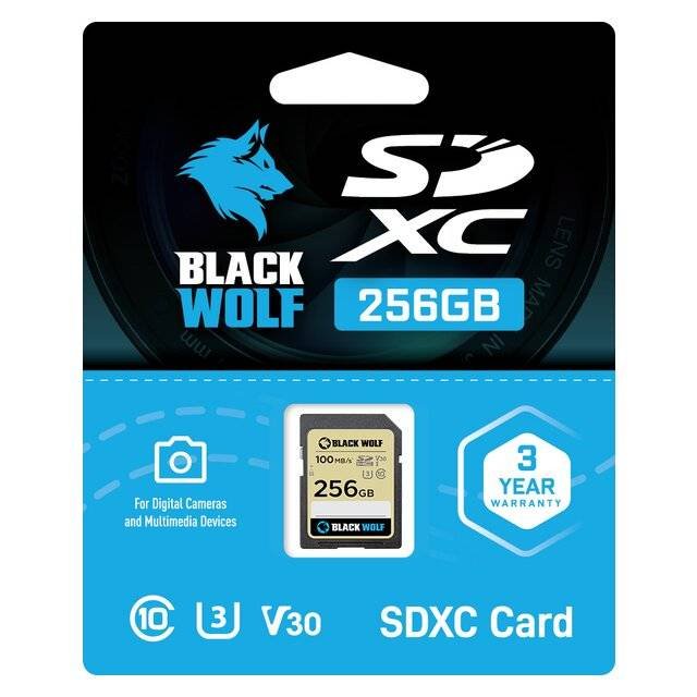 Storage Black Wolf SDXC Card (256GB)