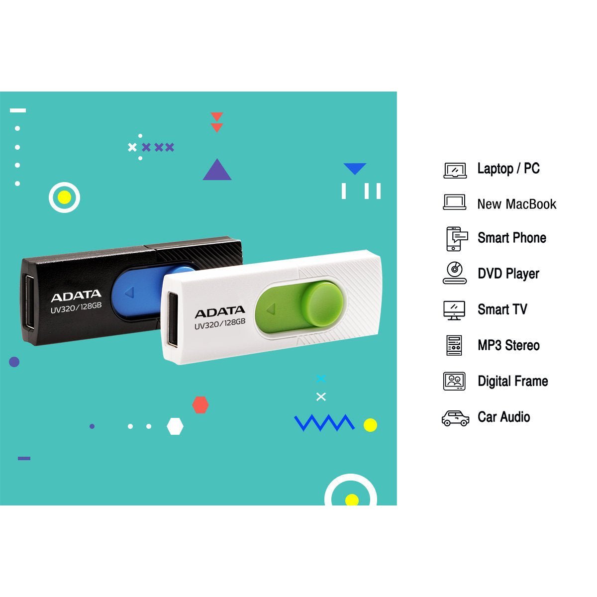 Storage ADATA UV320 USB 3.2 Flash Drive Sliding Connector - 64GB