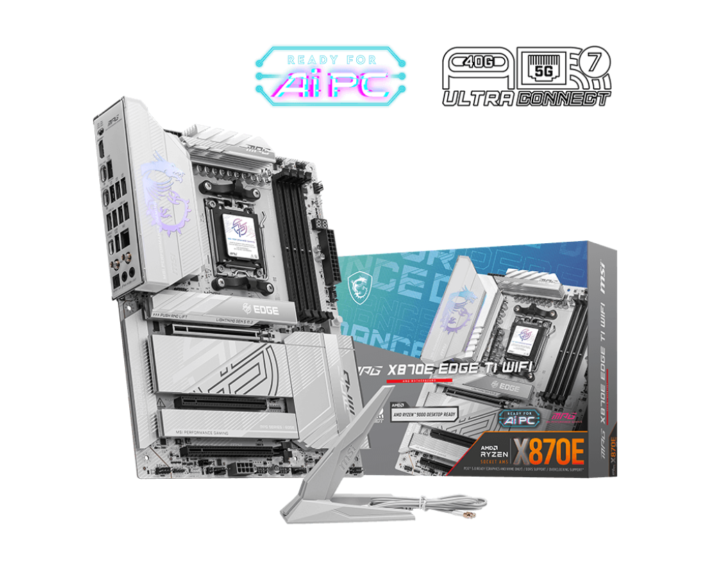 Motherboard MSI MPG X870E EDGE TI WIFI ATX Motherboard - AM5, AMD X870E, DDR5-8400+ OC, PCIe 5.0 x16, 4× M.2 Gen5, Wi-Fi 7, 5G LAN, USB4 40 Gbps, Realtek ALC4080