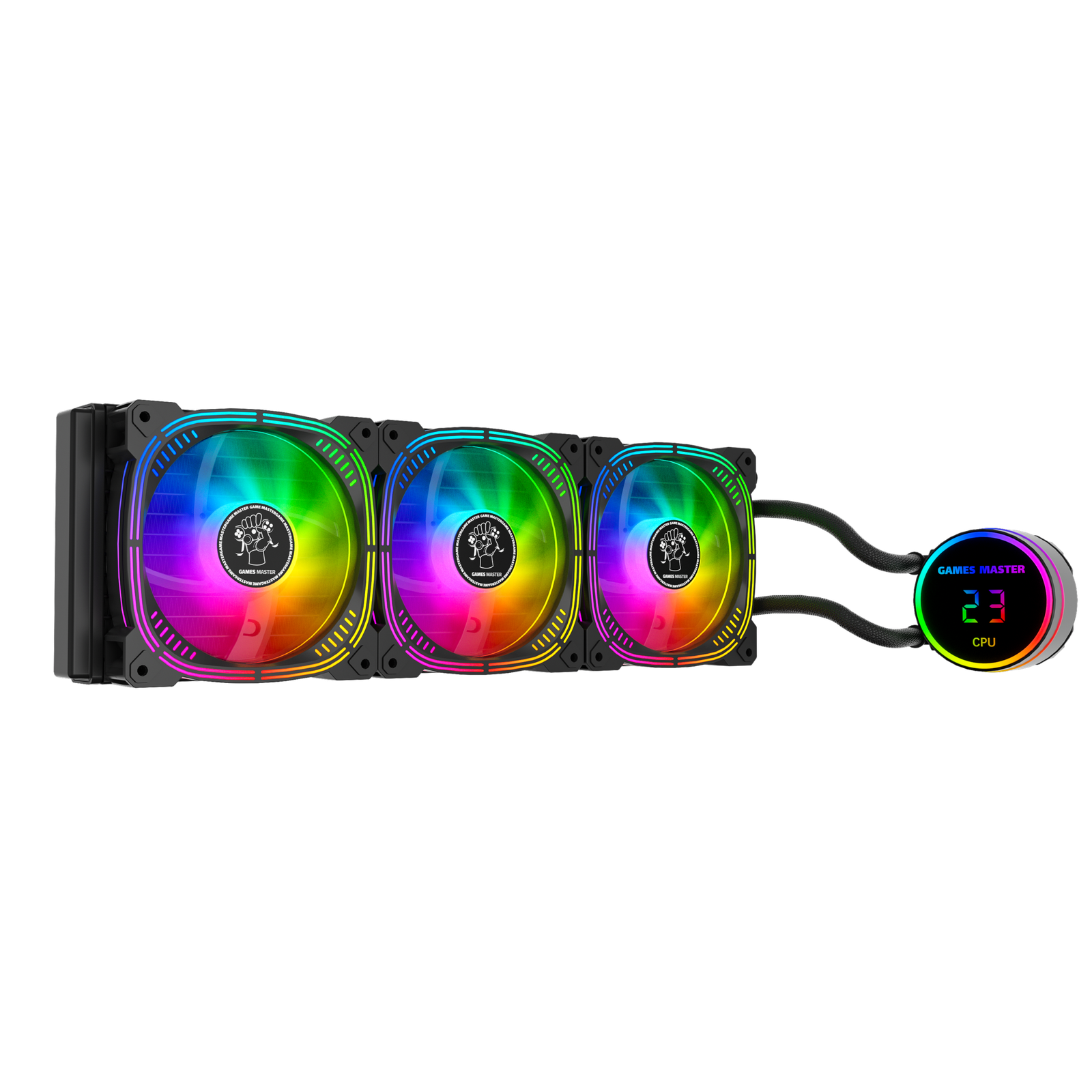 Cooler GAMES MASTER WATER COOLING LI360 ARGB CPU Liquid Cooler - 2.4" IPS LCD Screen - 360mm Radiator.