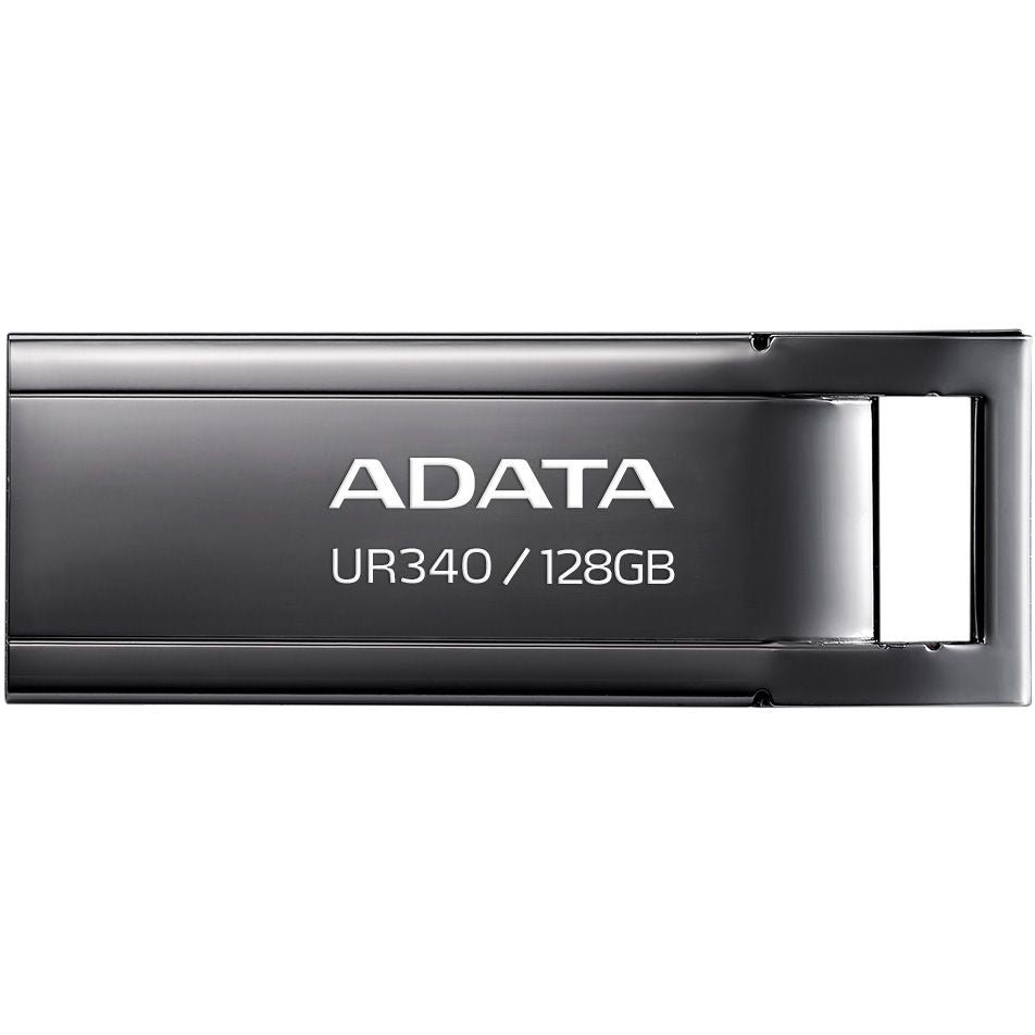 Storage ADATA UR340 USB 3.2 Flash Drive Waterproof Dustproof Capless Glossy Black Nickel - 128GB