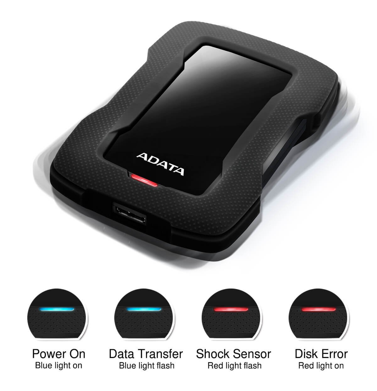 Storage ADATA HD330 External Hard Drive USB 3.2 Durable Shockproof Silicone Protective Rugged Design - 5TB