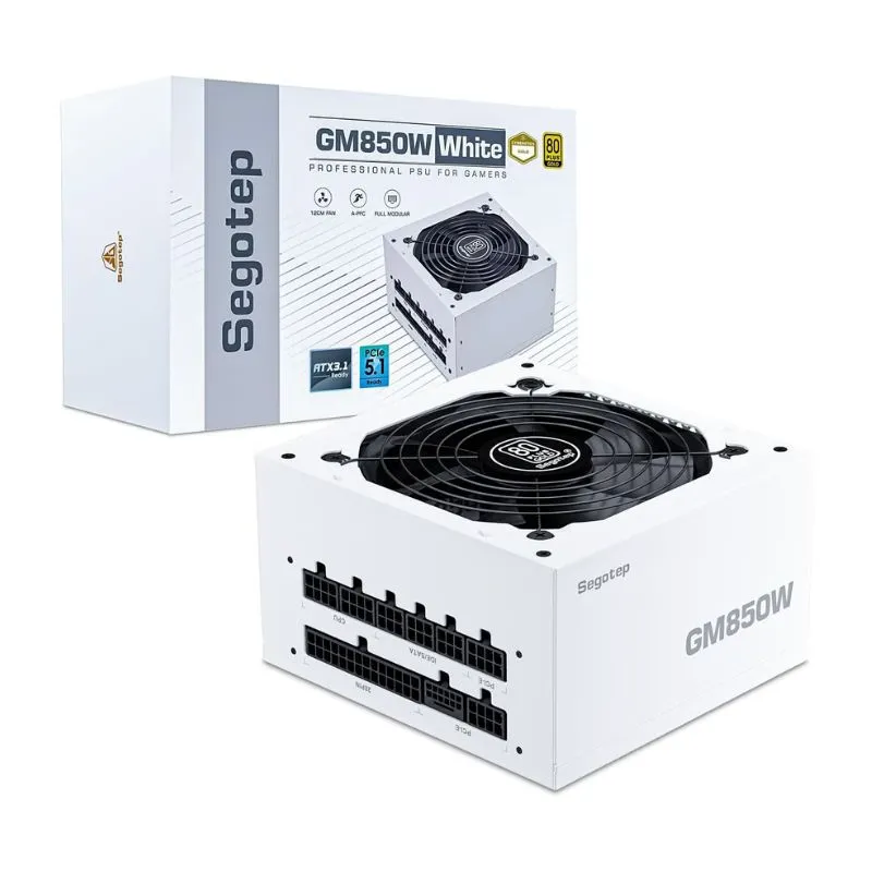 Power Supply Segotep GM850W 850W 80+ Gold Full Modular Gaming PC AC 100-240V White