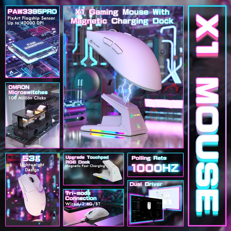 Mouse Attack Shark X1 Tri-Mode White