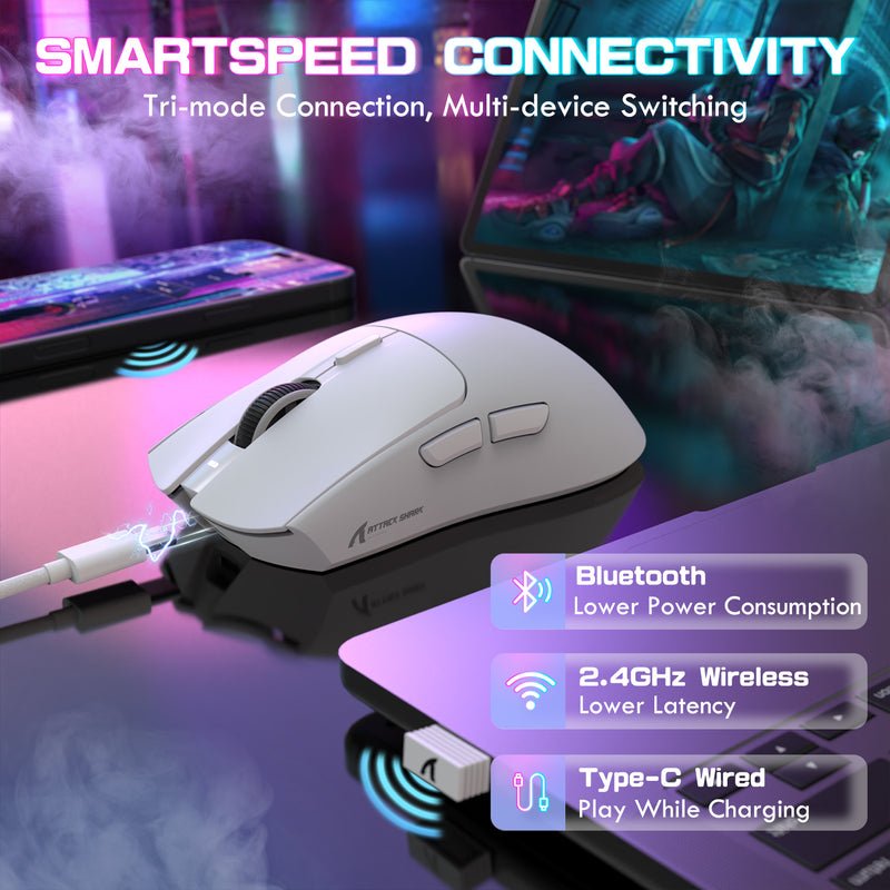 Mouse Attack Shark X1 Tri-Mode White