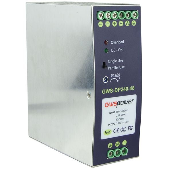 Power Supply ONV GWS-DP240-48 Industrial DIN Rail Power Supply, 240W, 48V DC, 5A Output, AC to DC Power Supply for Industrial PoE Switches