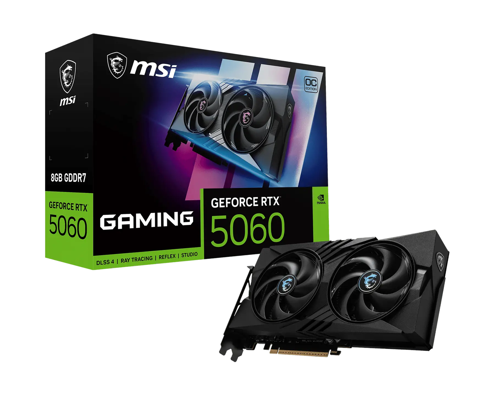 Graphics Card MSI GeForce RTX 5060 8G GAMING OC V1 Graphics Card, 8GB GDDR7, 128-bit, 3840 CUDA Cores - 2587MHz Boost, PCIe 5.0, TWIN FROZR 10, DLSS 4.5, 3× DisplayPort 2.1b + HDMI 2.1b, 8K Support