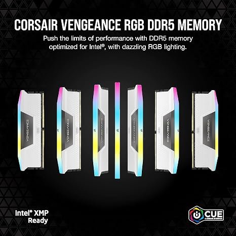 CORSAIR Vengeance RGB DDR5 RAM 32GB (2x16GB) Up to 6000MHz CL36-44-44-96 1.35V Intel XMP 3.0 / AMD EOXP White