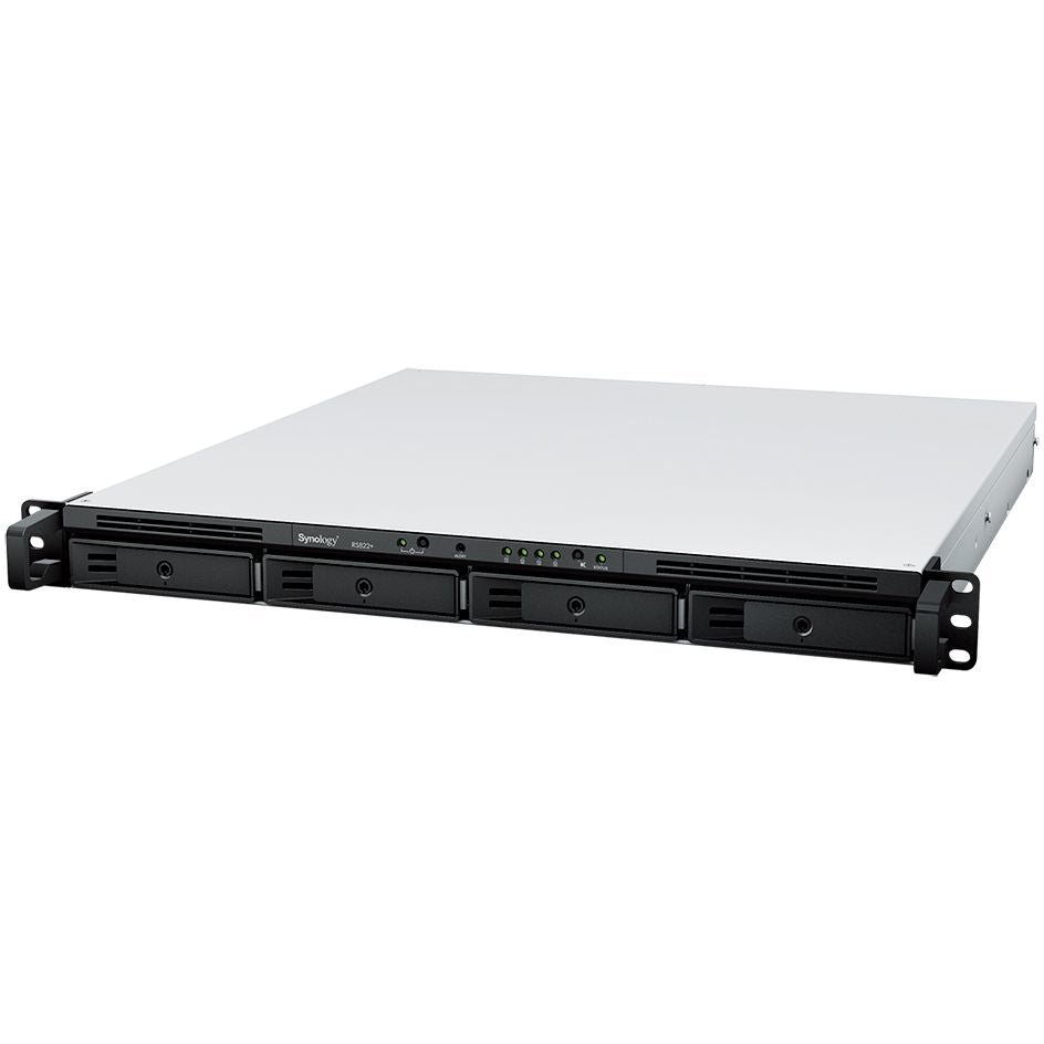 Storage Synology RackStation RS822+ - 4-Bay 1U NAS with AMD Ryzen V1500B, 2GB DDR4 ECC RAM, 4 x 1GbE Ports, Expandable to 8 Bays