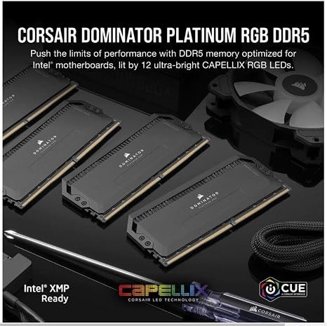 CORSAIR Dominator Platinum RGB DDR5 32GB (2x16GB) DDR5 5200MHz CL40 Intel XMP Black