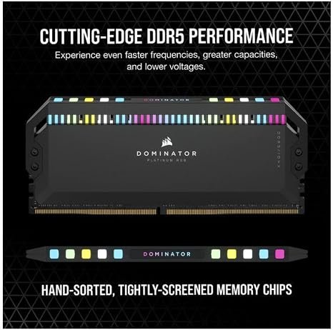 CORSAIR Dominator Platinum RGB DDR5 32GB (2x16GB) DDR5 5200MHz CL40 Intel XMP Black