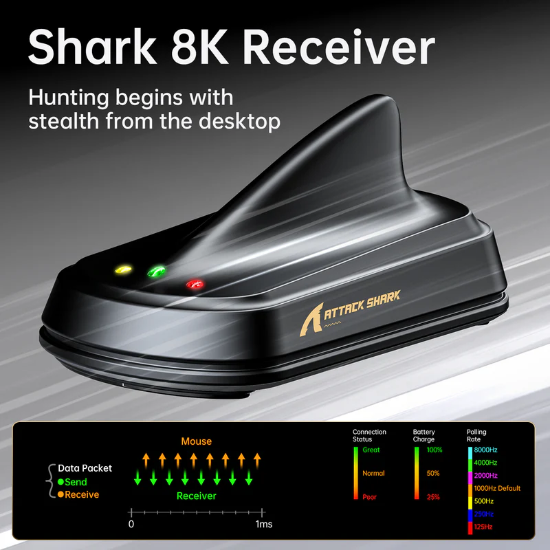Mouse Attack Shark X11 ULTRA 8K Red Wireless