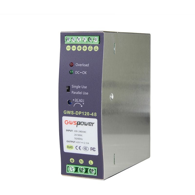Power Supply ONV GWS-DP120-48 Industrial DIN Rail Power Supply, 120W, 48V DC, 2.5A Output, AC to DC Power Supply for Industrial PoE Switches
