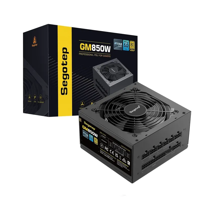 Segotep GM850 850W Power Supply, 80 Plus Gold Certified, PCIe 5.1 & ATX 3.1 Black / White