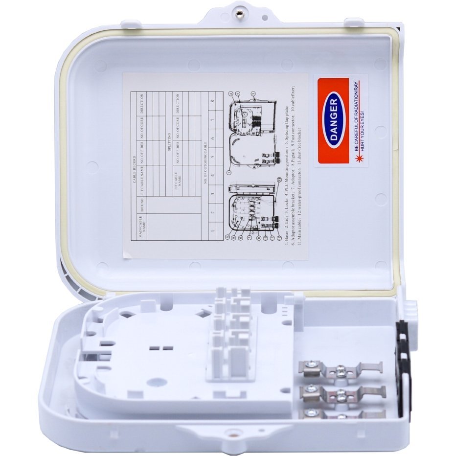 Cooler Atlantic 8-Core FTTH Distribution Box - Indoor/Outdoor, IP55, 240×200×50mm