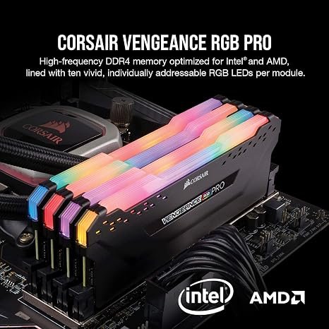 CORSAIR Vengeance RGB PRO DDR4 RAM 16GB (2x8GB) 3200MHz CL16-18-18-36