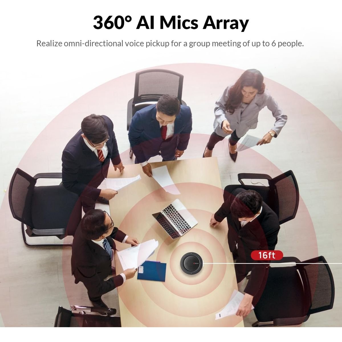 Cooler AV ACCESS AnyCo A5 USB/Bluetooth Conference Speakerphone with 4 Mics, 360° Pickup, 10-Hour Battery