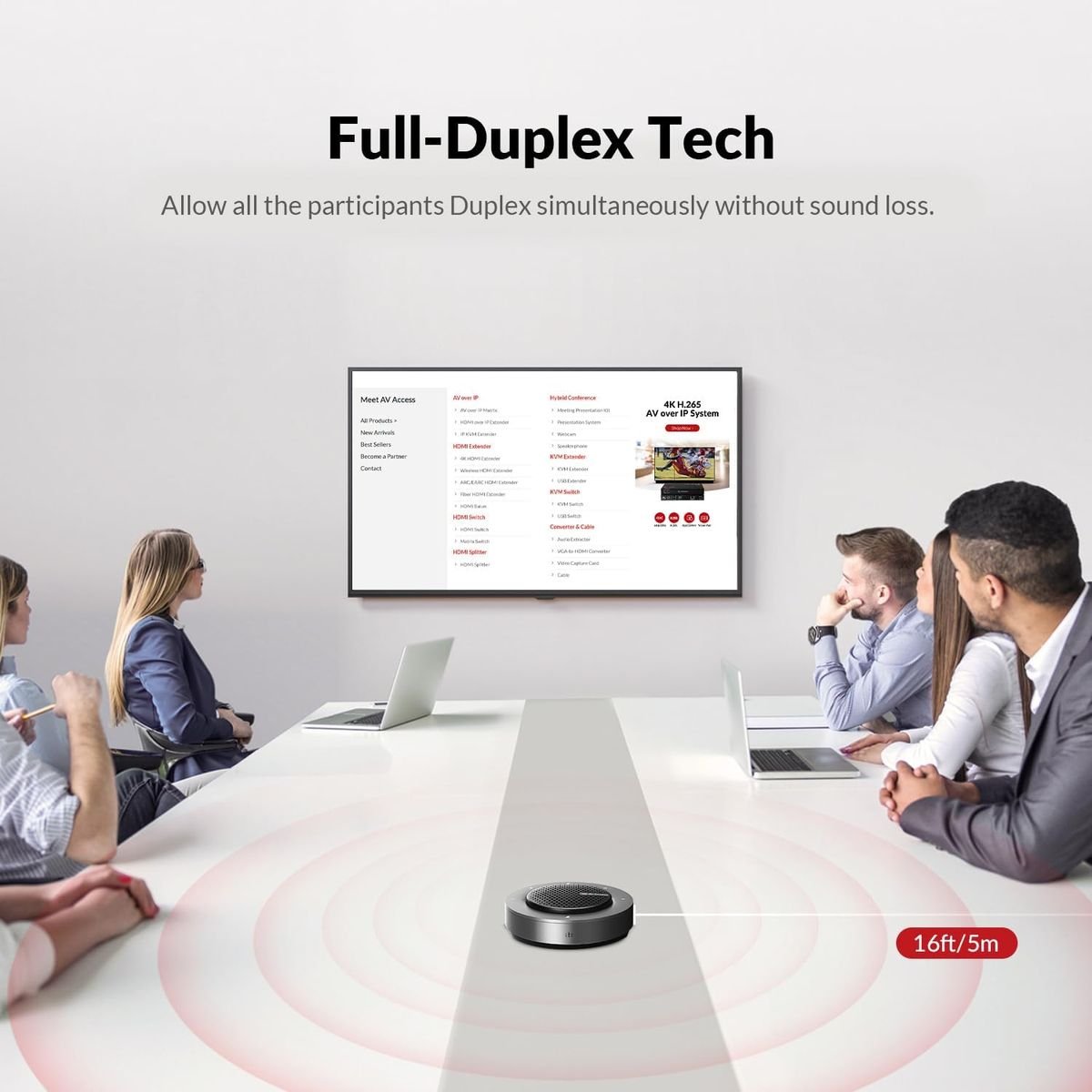 Cooler AV ACCESS AnyCo A5 USB/Bluetooth Conference Speakerphone with 4 Mics, 360° Pickup, 10-Hour Battery