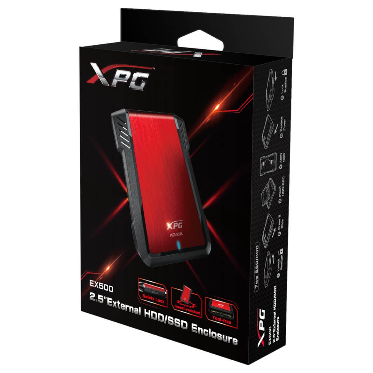 Storage ADATA EX500 2.5" External HDD/SSD Enclosure - Red